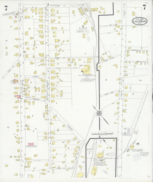Sanborn Fire Insurance Map from Louisburg, Franklin County, North Carolina (1930), Sheet #0007 - Historic Sanborn Fire Insurance Map Print, vintage old map wall art, antique decor, genealogy gift, North Carolina North Carolina map