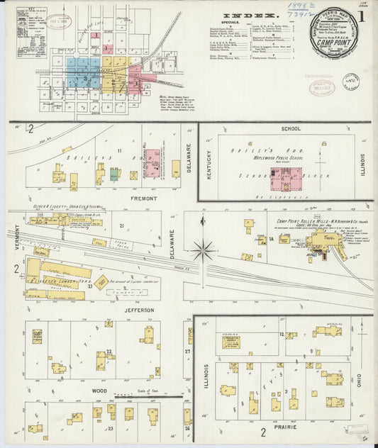 Sanborn Fire Insurance Map from Camp Point, Adams County, Illinois (1898), Sheet #0001 - Historic Sanborn Fire Insurance Map Print, vintage old map wall art, antique decor, genealogy gift, Illinois Illinois map