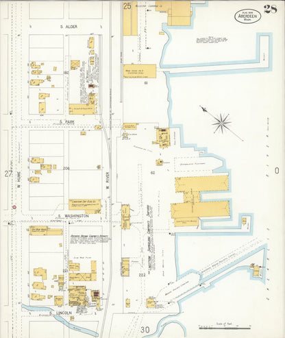 Sanborn Fire Insurance Map from Aberdeen, Grays Harbor County, Washington (1906), Sheet #0028 - Complete Map Set gallery image, historic Sanborn map, vintage wall art, Washington Washington