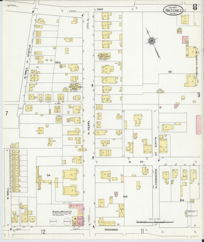 Sanborn Fire Insurance Map from Natchez, Adams County, Mississippi (1910), Sheet #0008 - Complete Map Set gallery image, historic Sanborn map, vintage wall art, Mississippi Mississippi