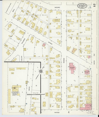 Sanborn Fire Insurance Map from Degraff, Logan County, Ohio (1915), Sheet #0002 - Historic Sanborn Fire Insurance Map Print, vintage old map wall art, antique decor, genealogy gift, Ohio Ohio map