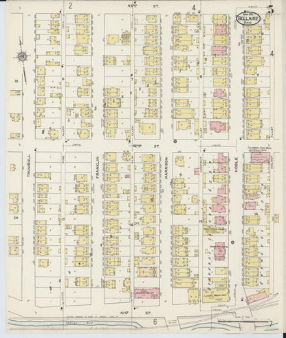 Sanborn Fire Insurance Map from Bellaire, Belmont County, Ohio (1915), Sheet #0005 - Historic Sanborn Fire Insurance Map Print, vintage old map wall art, antique decor, genealogy gift, Ohio Ohio map