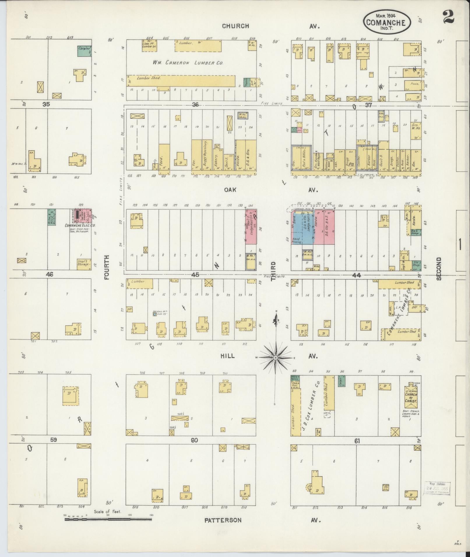 Sanborn Fire Insurance Map from Comanche, Stephens County, Oklahoma (1904), Sheet #0002 - Historic Sanborn Fire Insurance Map Print, vintage old map wall art, antique decor, genealogy gift, Oklahoma Oklahoma map