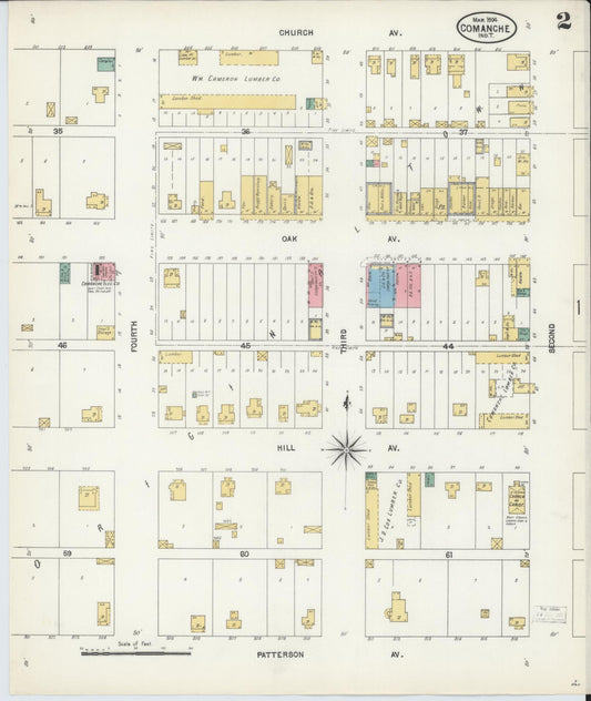 Sanborn Fire Insurance Map from Comanche, Stephens County, Oklahoma (1904), Sheet #0002 - Historic Sanborn Fire Insurance Map Print, vintage old map wall art, antique decor, genealogy gift, Oklahoma Oklahoma map
