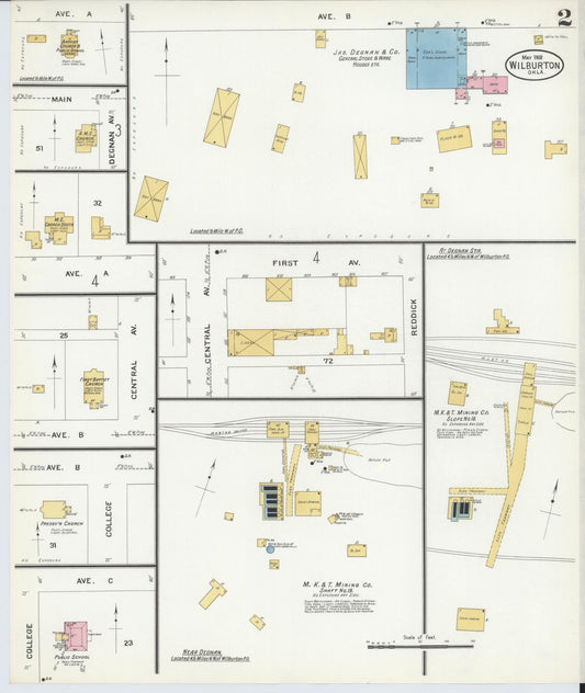 Sanborn Fire Insurance Map from Wilburton, Latimer County, Oklahoma (1908), Sheet #0002 - Historic Sanborn Fire Insurance Map Print, vintage old map wall art, antique decor, genealogy gift, Oklahoma Oklahoma map