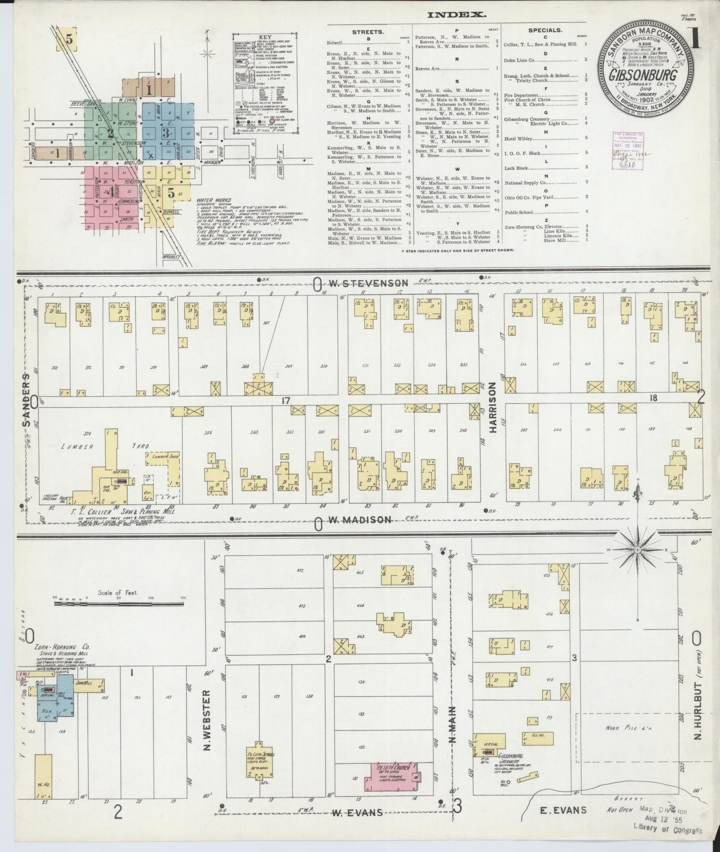 Sanborn Fire Insurance Map from Gibsonburg, Sandusky County, Ohio (1902), Sheet #0001 - Historic Sanborn Fire Insurance Map Print, vintage old map wall art, antique decor, genealogy gift, Ohio Ohio map