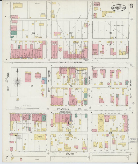 Sanborn Fire Insurance Map from Lexington, Lafayette County, Missouri (1894), Sheet #0003 - Historic Sanborn Fire Insurance Map Print, vintage old map wall art, antique decor, genealogy gift, Missouri Missouri map