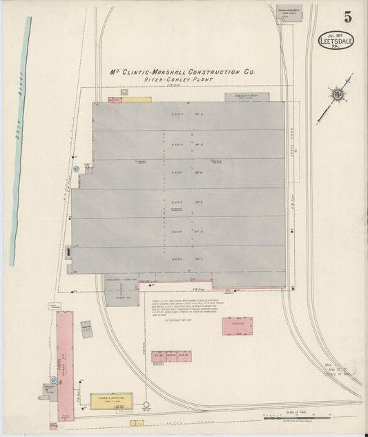 Sanborn Fire Insurance Map from Leetsdale, Allegheny County, Pennsylvania (1917), Sheet #0005 - Historic Sanborn Fire Insurance Map Print, vintage old map wall art, antique decor, genealogy gift, Pennsylvania Pennsylvania map