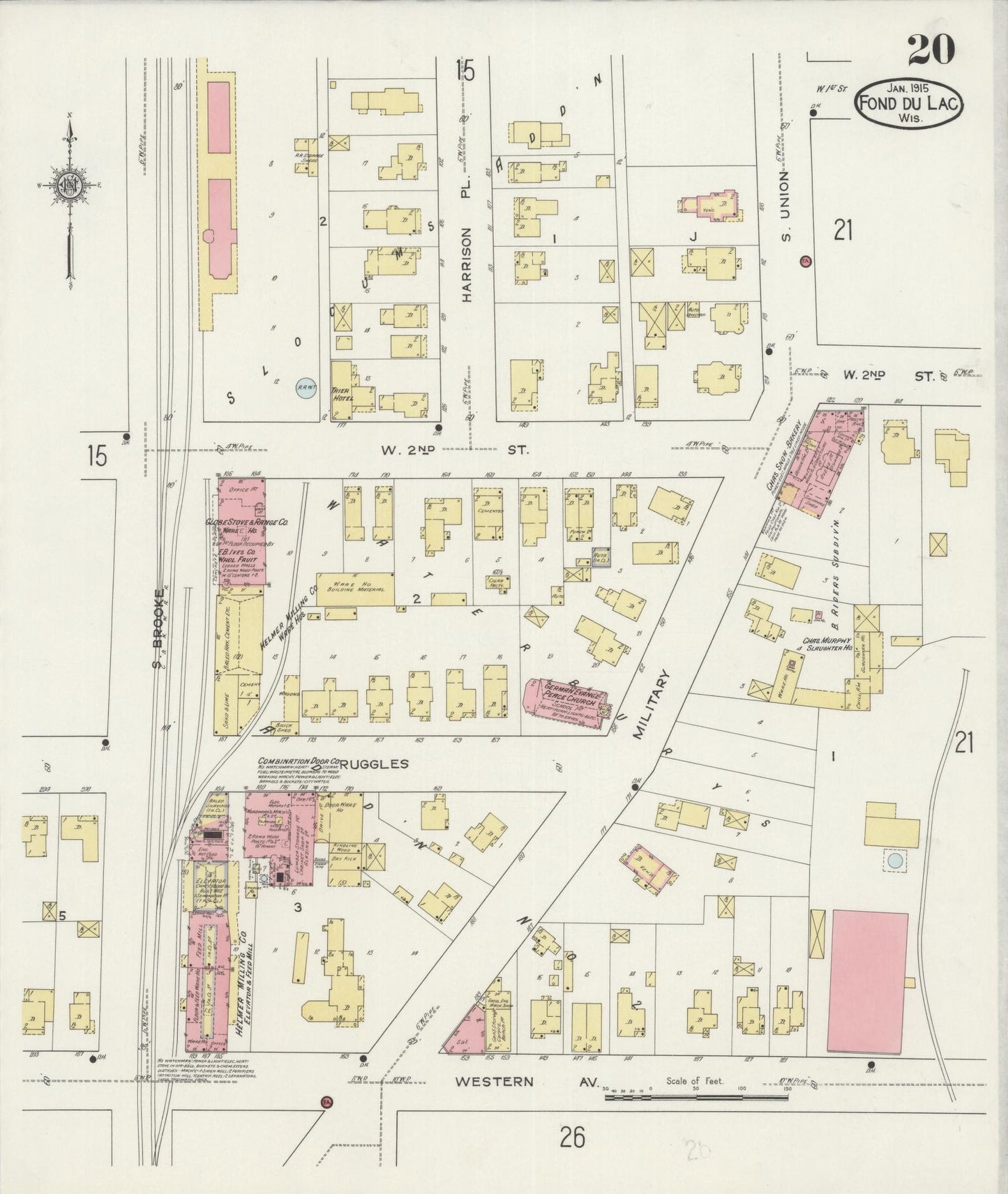 Sanborn Fire Insurance Map from Fond du Lac, Fond du Lac County, Wisconsin (1915), Sheet #0020 - Complete Map Set gallery image, historic Sanborn map, vintage wall art, Wisconsin Wisconsin