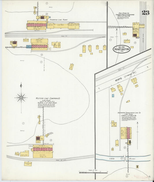 Sanborn Fire Insurance Map from Huntington, Huntington County, Indiana (1904), Sheet #0023 - Historic Sanborn Fire Insurance Map Print, vintage old map wall art, antique decor, genealogy gift, Indiana Indiana map