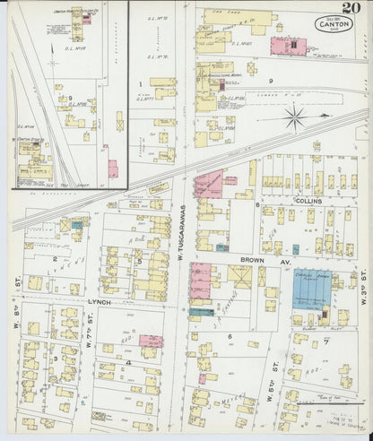 Sanborn Fire Insurance Map from Canton, Stark County, Ohio (1891), Sheet #0020 - Historic Sanborn Fire Insurance Map Print, vintage old map wall art, antique decor, genealogy gift, Ohio Ohio map