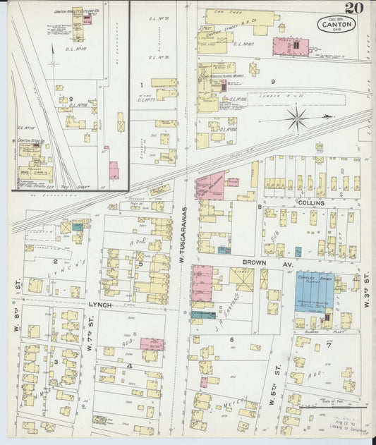 Sanborn Fire Insurance Map from Canton, Stark County, Ohio (1891), Sheet #0020 - Historic Sanborn Fire Insurance Map Print, vintage old map wall art, antique decor, genealogy gift, Ohio Ohio map