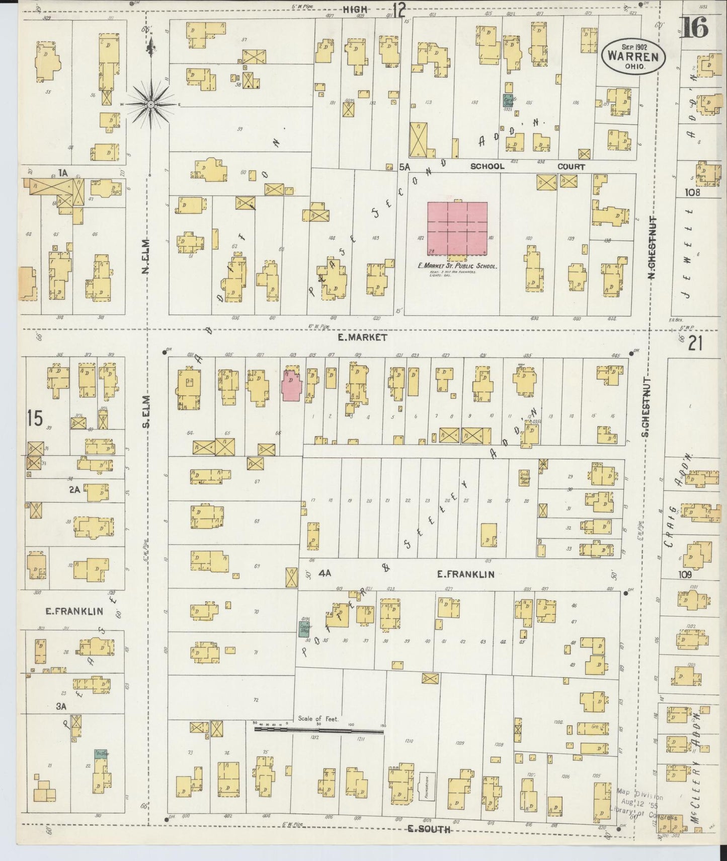 Sanborn Fire Insurance Map from Warren, Trumbull County, Ohio (1902), Sheet #0016 - Complete Map Set gallery image, historic Sanborn map, vintage wall art, Ohio Ohio