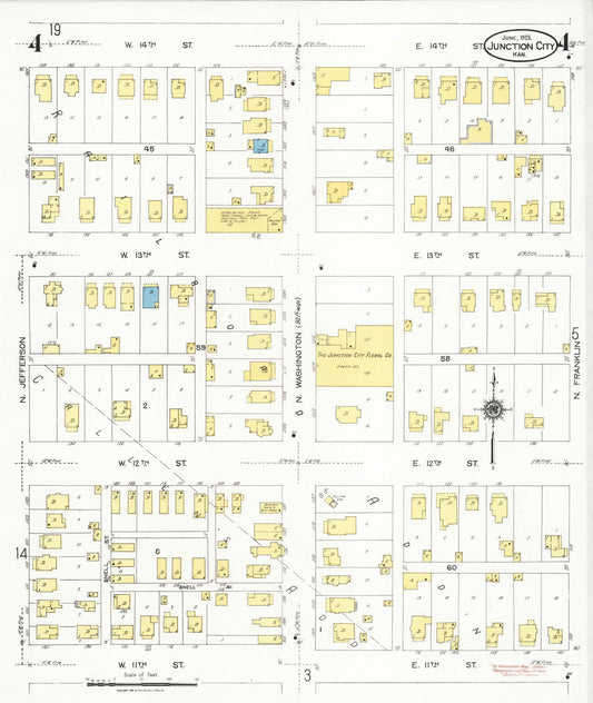 Sanborn Fire Insurance Map from Junction City, Geary County, Kansas (1925), Sheet #0004 - Historic Sanborn Fire Insurance Map Print, vintage old map wall art, antique decor, genealogy gift, Kansas Kansas map