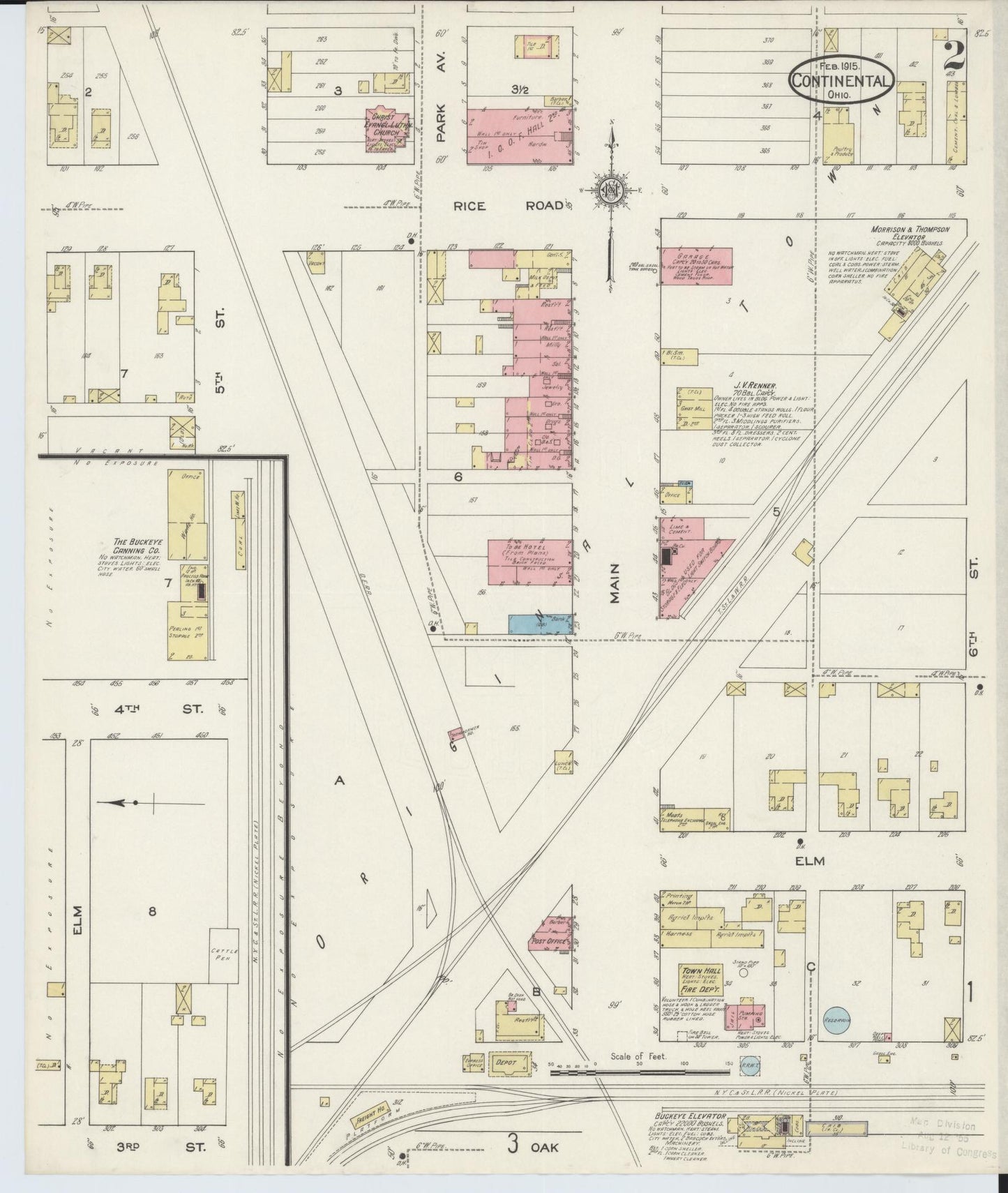 Sanborn Fire Insurance Map from Continental, Putnam County, Ohio (1915), Sheet #0002 - Historic Sanborn Fire Insurance Map Print, vintage old map wall art, antique decor, genealogy gift, Ohio Ohio map