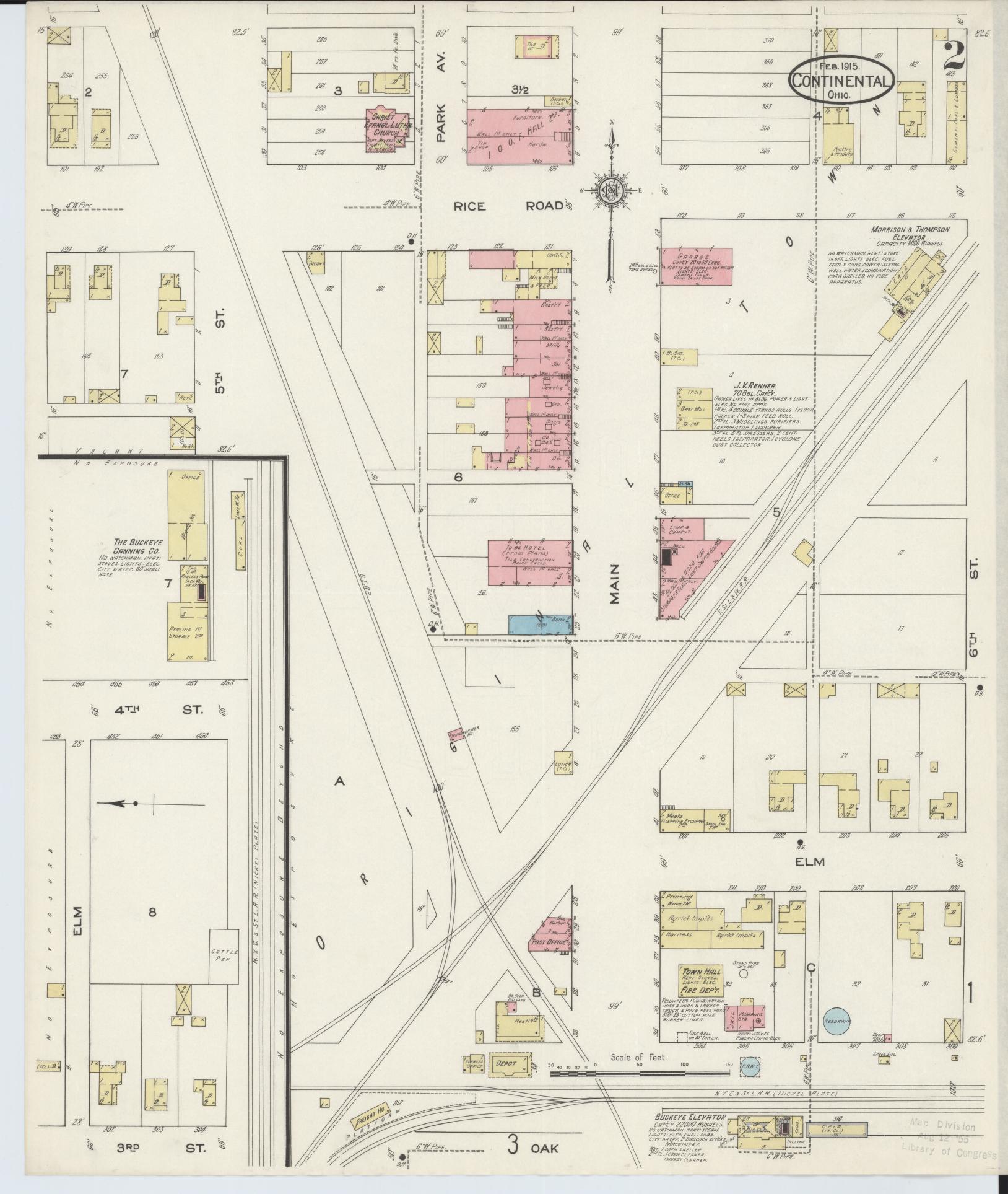 Sanborn Fire Insurance Map from Continental, Putnam County, Ohio (1915), Sheet #0002 - Historic Sanborn Fire Insurance Map Print, vintage old map wall art, antique decor, genealogy gift, Ohio Ohio map