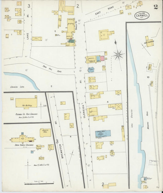 Sanborn Fire Insurance Map from Carmel, Putnam County, New York (1898), Sheet #0002 - Historic Sanborn Fire Insurance Map Print, vintage old map wall art, antique decor, genealogy gift, New York New York map