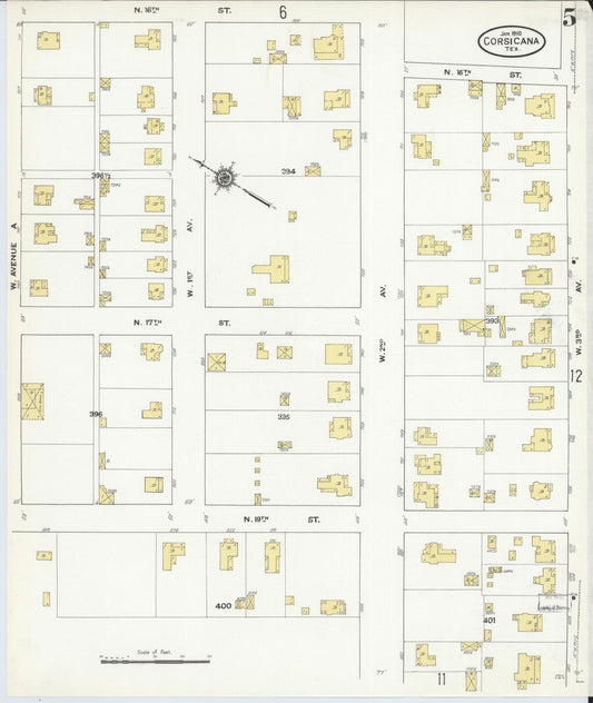 Sanborn Fire Insurance Map from Corsicana, Navarro County, Texas (1910), Sheet #0005 - Historic Sanborn Fire Insurance Map Print, vintage old map wall art, antique decor, genealogy gift, Texas Texas map