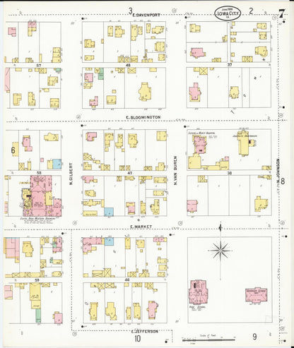 Sanborn Fire Insurance Map from Iowa City, Johnson County, Iowa (1899), Sheet #0007 - Historic Sanborn Fire Insurance Map Print