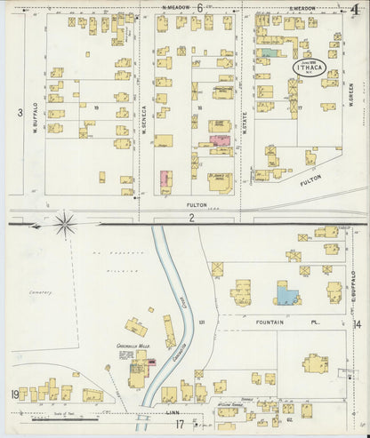 Sanborn Fire Insurance Map from Ithaca, Tompkins County, New York (1898), Sheet #0004 - Complete Map Set gallery image, historic Sanborn map, vintage wall art, New York New York