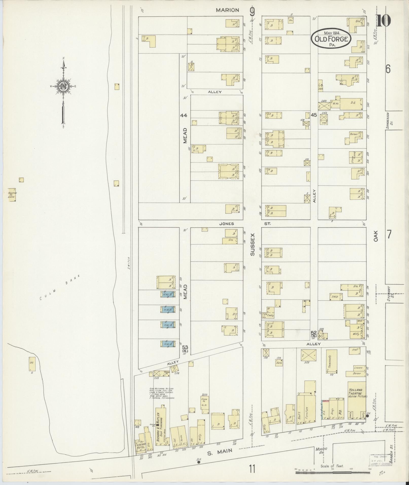 Sanborn Fire Insurance Map from Old Forge, Lackawanna County, Pennsylvania (1914), Sheet #0010 - Complete Map Set gallery image, historic Sanborn map, vintage wall art, Pennsylvania Pennsylvania