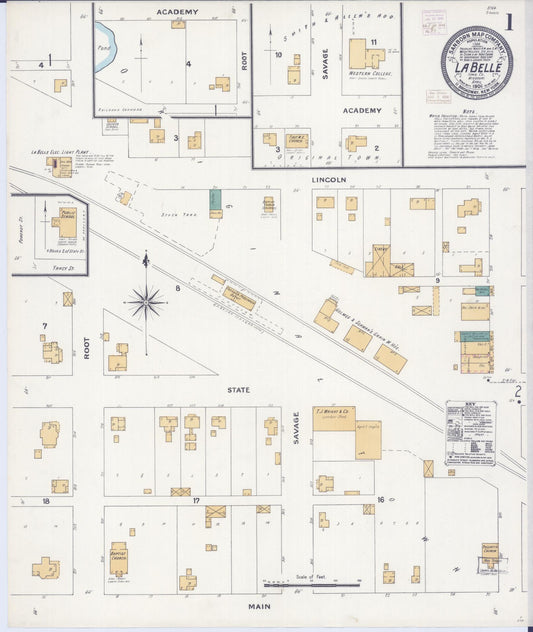 Sanborn Fire Insurance Map from La Belle, Lewis County, Missouri (1906), Sheet #0001 - Complete Map Set gallery image, historic Sanborn map, vintage wall art, Missouri Missouri