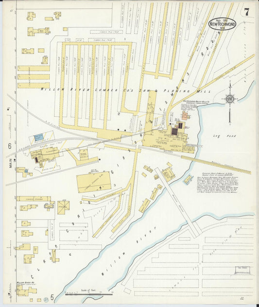 Sanborn Fire Insurance Map from New Richmond, St. Croix County, Wisconsin (1912), Sheet #0007 - Historic Sanborn Fire Insurance Map Print, vintage old map wall art, antique decor, genealogy gift, Wisconsin Wisconsin map