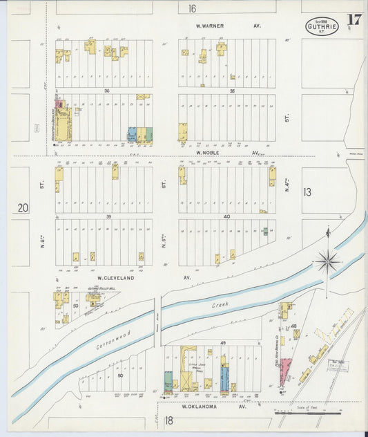 Sanborn Fire Insurance Map from Guthrie, Logan County, Oklahoma (1898), Sheet #0017 - Historic Sanborn Fire Insurance Map Print, vintage old map wall art, antique decor, genealogy gift, Oklahoma Oklahoma map