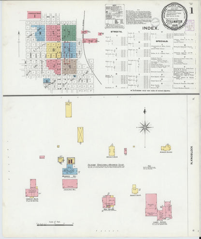 Sanborn Fire Insurance Map from Stillwater, Payne County, Oklahoma (1901), Sheet #0001 - Complete Map Set gallery image, historic Sanborn map, vintage wall art, Oklahoma Oklahoma