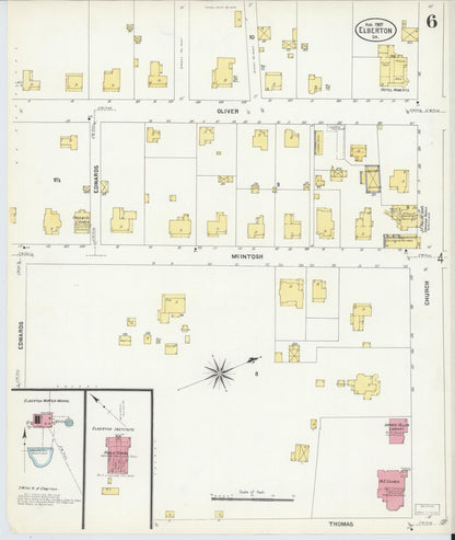 Sanborn Fire Insurance Map from Elberton, Elbert County, Georgia (1907), Sheet #0006 - Complete Map Set gallery image, historic Sanborn map, vintage wall art, Georgia Georgia