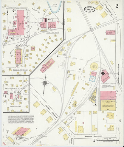 Sanborn Fire Insurance Map from Union, Union County, South Carolina (1917), Sheet #0002 - Complete Map Set gallery image, historic Sanborn map, vintage wall art, South Carolina South Carolina