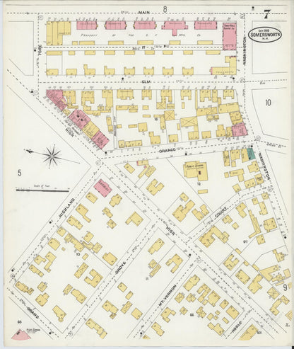 Sanborn Fire Insurance Map from Somersworth, Strafford County, New Hampshire (1905), Sheet #0007 - Complete Map Set gallery image, historic Sanborn map, vintage wall art, Maine Maine
