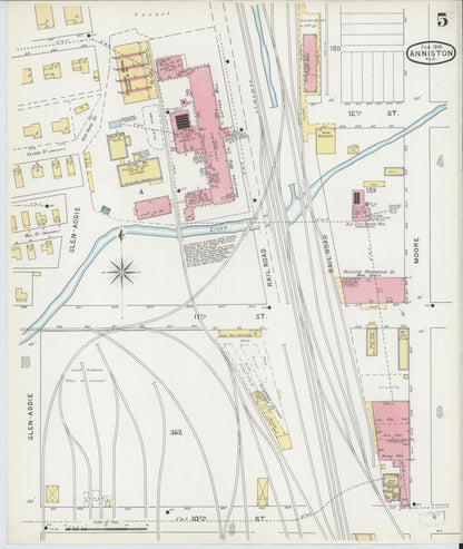 Sanborn Fire Insurance Map from Anniston, Calhoun County, Alabama (1895), Sheet #0005 - Complete Map Set gallery image, historic Sanborn map, vintage wall art, Alabama Alabama