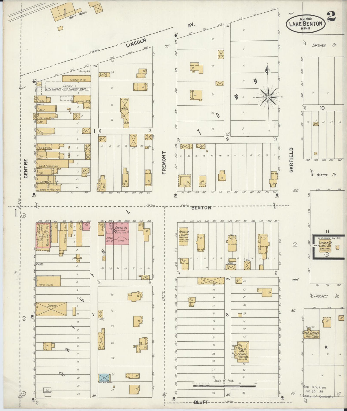 Sanborn Fire Insurance Map from Lake Benton, Lincoln County, Minnesota (1900), Sheet #0002 - Complete Map Set gallery image, historic Sanborn map, vintage wall art, Minnesota Minnesota