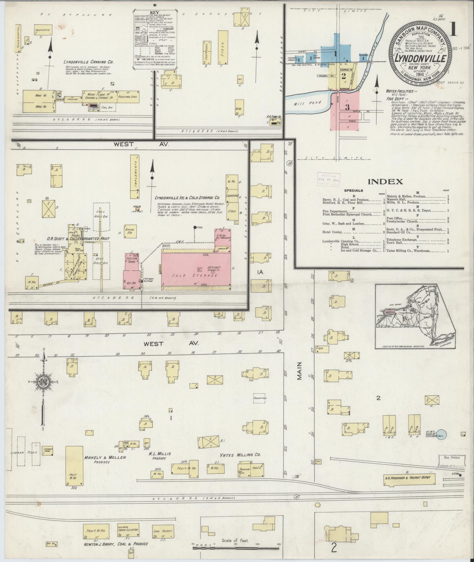 Sanborn Fire Insurance Map from Lyndonville, Orleans County, New York. (1914) – Historic Sanborn Fire Insurance Map Print