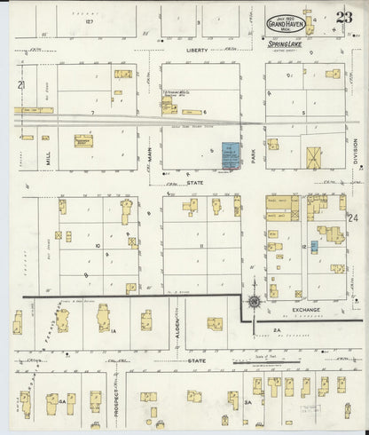 Sanborn Fire Insurance Map from Grand Haven, Ottawa County, Michigan (1920), Sheet #0023 - Complete Map Set gallery image, historic Sanborn map, vintage wall art, Michigan Michigan