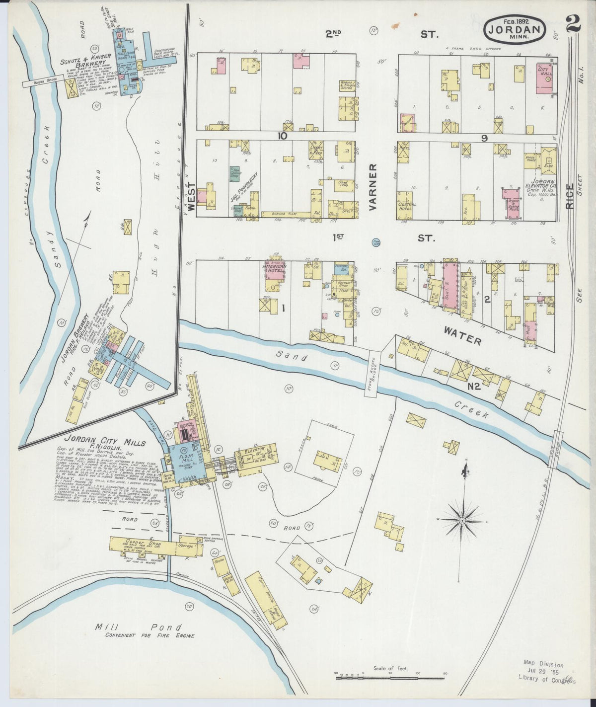 Sanborn Fire Insurance Map from Jordan, Scott County, Minnesota (1892), Sheet #0002 - Complete Map Set gallery image, historic Sanborn map, vintage wall art, Minnesota Minnesota