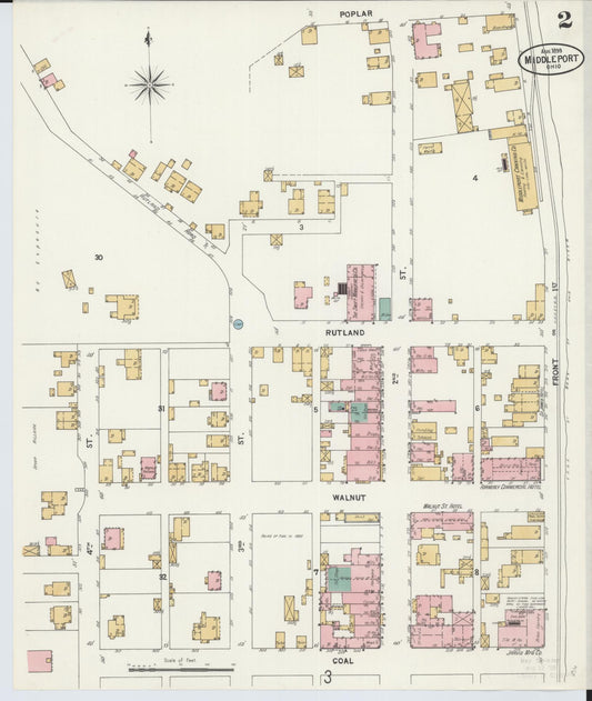 Sanborn Fire Insurance Map from Middleport, Meigs County, Ohio (1899), Sheet #0002 - Historic Sanborn Fire Insurance Map Print, vintage old map wall art, antique decor, genealogy gift, Ohio Ohio map