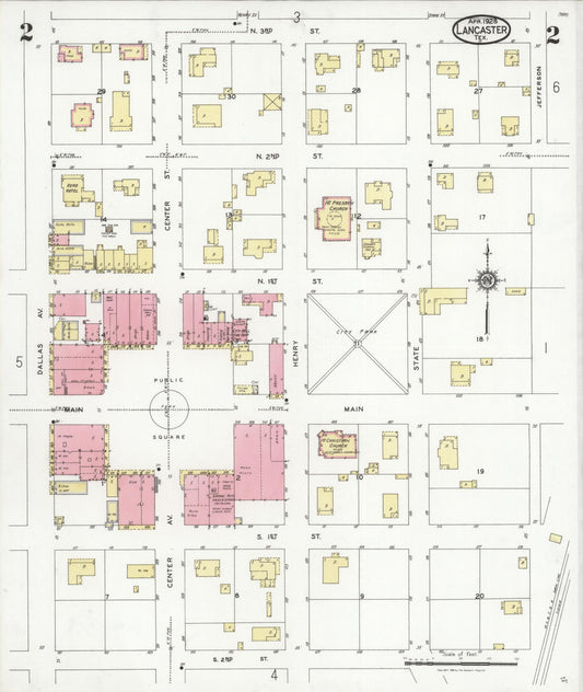 Sanborn Fire Insurance Map from Lancaster, Dallas County, Texas (1928), Sheet #0002 - Historic Sanborn Fire Insurance Map Print, vintage old map wall art, antique decor, genealogy gift, Texas Texas map