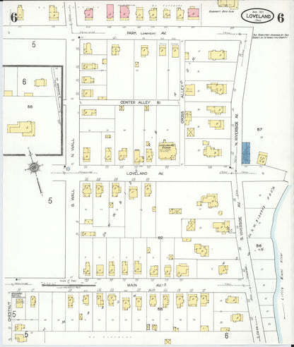 Sanborn Fire Insurance Map from Loveland, Clermont, Hamilton, And Warren County, Ohio (1923), Sheet #0006 - Historic Sanborn Fire Insurance Map Print, vintage old map wall art, antique decor, genealogy gift, Ohio Ohio map