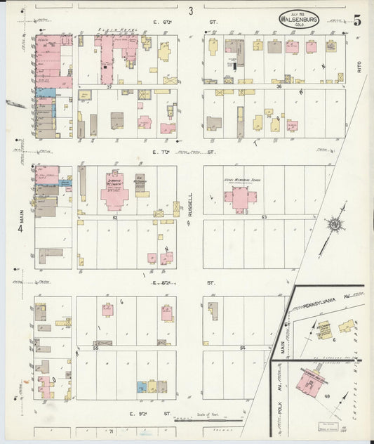 Sanborn Fire Insurance Map from Walsenburg, Huerfano County, Colorado (1912), Sheet #0005 - Historic Sanborn Fire Insurance Map Print, vintage old map wall art, antique decor, genealogy gift, Colorado Colorado map