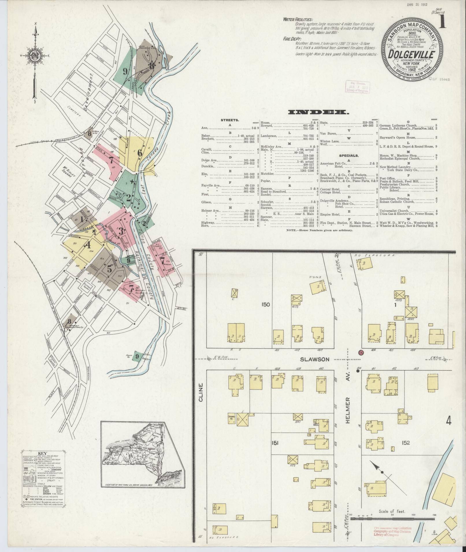 Sanborn Fire Insurance Map from Dolgeville, Hirkimer County, New York. (1912) – Historic Sanborn Fire Insurance Map Print