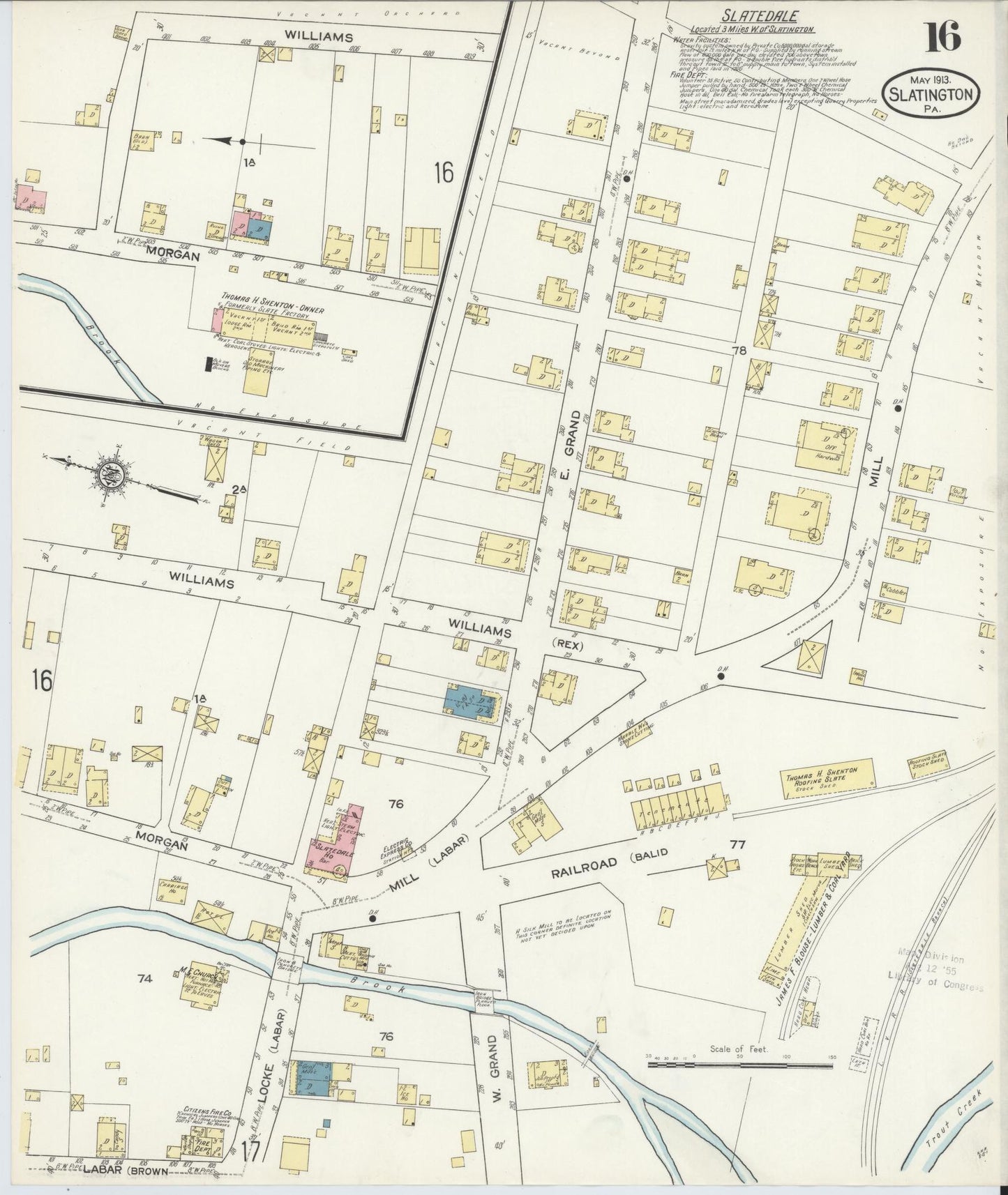 Sanborn Fire Insurance Map from Slatington, Lehigh County, Pennsylvania (1913), Sheet #0016 - Complete Map Set gallery image, historic Sanborn map, vintage wall art, Pennsylvania Pennsylvania