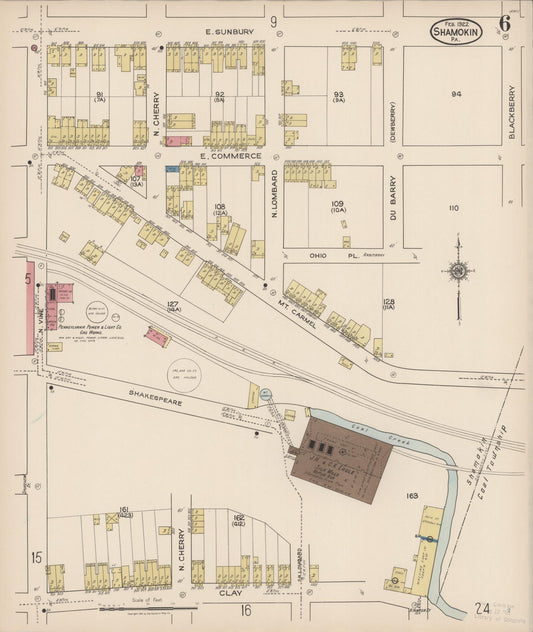Sanborn Fire Insurance Map from Shamokin, Northumberland County, Pennsylvania (1922), Sheet #0006 - Historic Sanborn Fire Insurance Map Print, vintage old map wall art, antique decor, genealogy gift, Pennsylvania Pennsylvania map