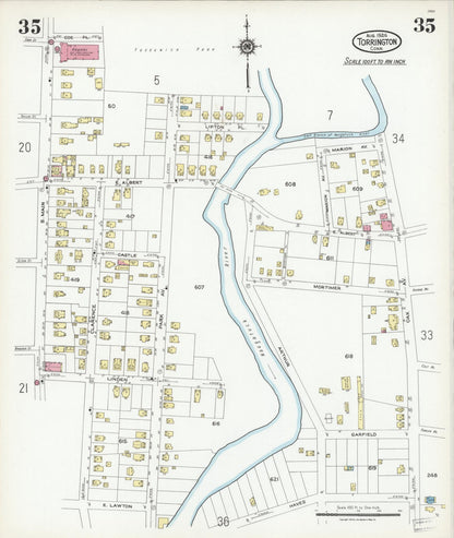 Sanborn Fire Insurance Map from Torrington, Litchfield County, Connecticut (1924), Sheet #0035 - Complete Map Set gallery image, historic Sanborn map, vintage wall art, Connecticut Connecticut
