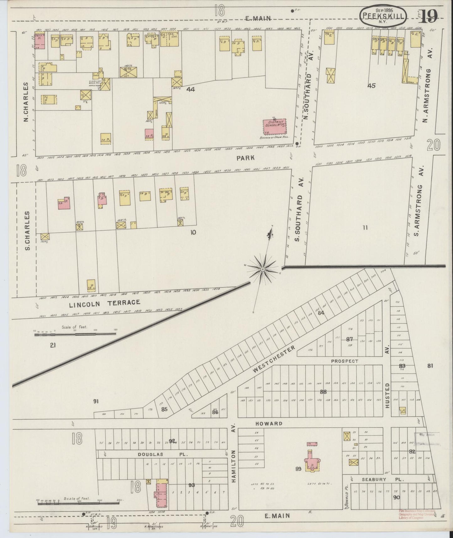 Sanborn Fire Insurance Map from Peekskill, Westchester County, New York (1895), Sheet #0019 - Complete Map Set gallery image, historic Sanborn map, vintage wall art, New York New York