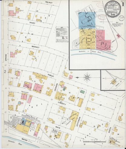 Sanborn Fire Insurance Map from Evansville, Randolph County, Illinois (1899), Sheet #0001 - Historic Sanborn Fire Insurance Map Print, vintage old map wall art, antique decor, genealogy gift, Illinois Illinois map