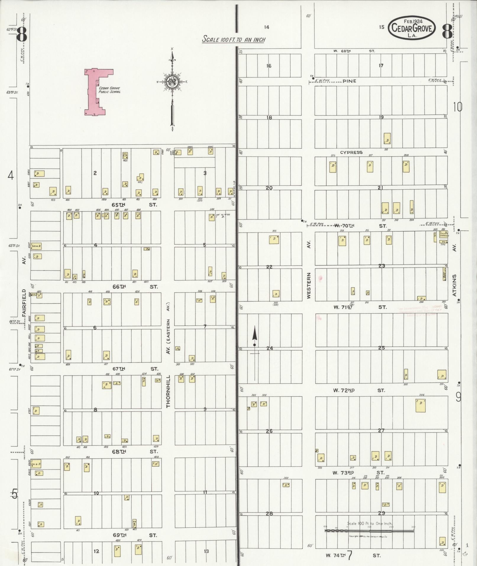 Sanborn Fire Insurance Map from Cedar Grove, Caddo Parish, Louisiana (1924), Sheet #0008 - Historic Sanborn Fire Insurance Map Print, vintage old map wall art, antique decor, genealogy gift, Louisiana Louisiana map