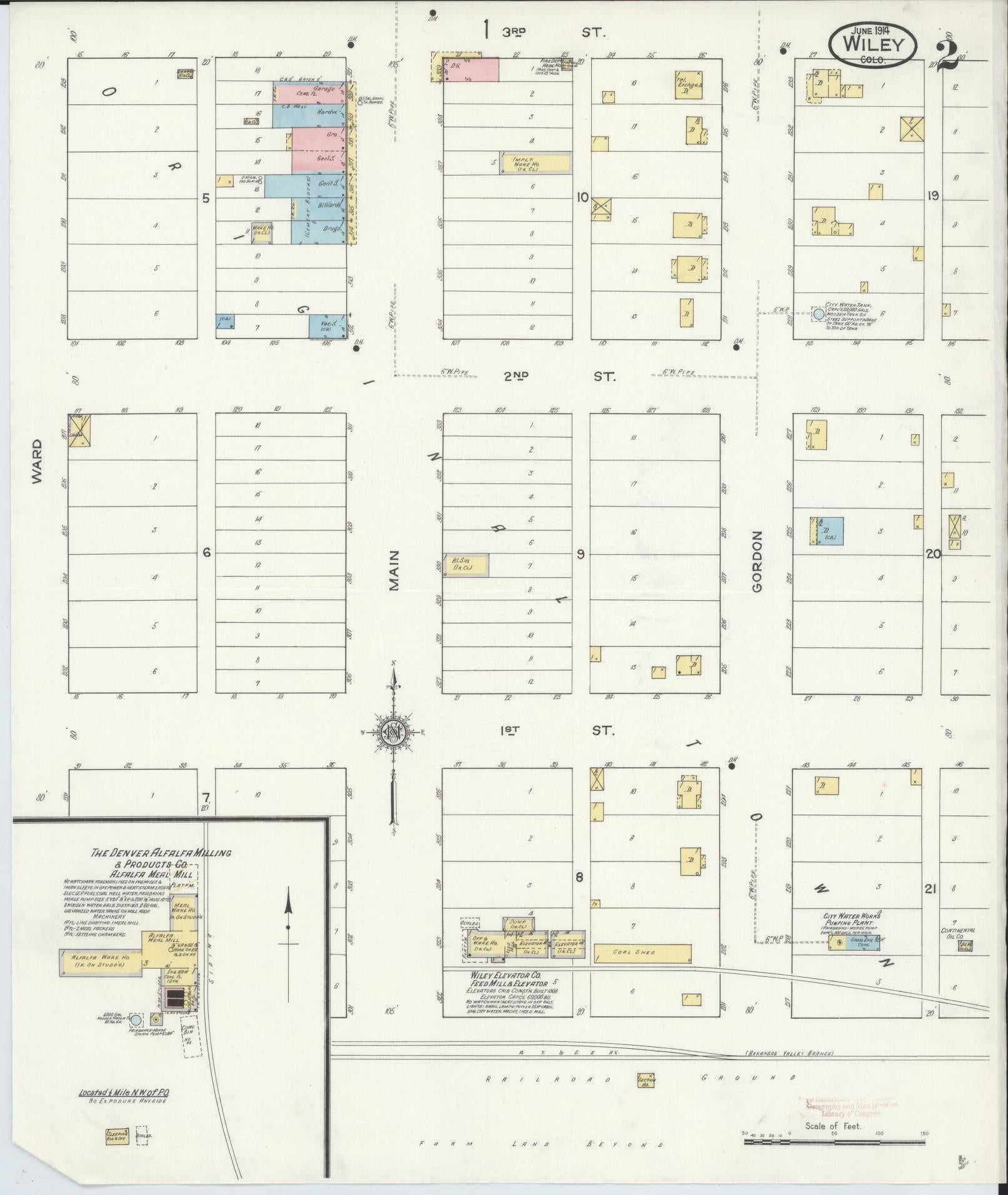 Sanborn Fire Insurance Map from Wiley, Prowers County, Colorado (1914), Sheet #0002 - Complete Map Set gallery image, historic Sanborn map, vintage wall art, Colorado Colorado