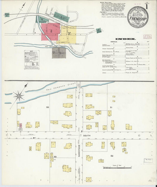 Sanborn Fire Insurance Map from Friendship, Allegany County, New York (1909), Sheet #0001 - Complete Map Set gallery image, historic Sanborn map, vintage wall art, New York New York